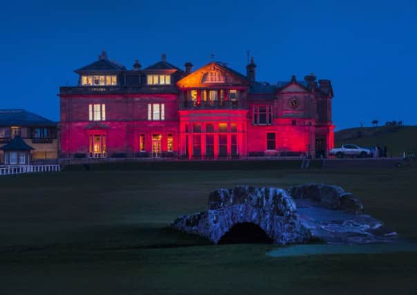 R&A Bulilding lit in Red for Poppy Scotland (Pic: Alan Richardson)