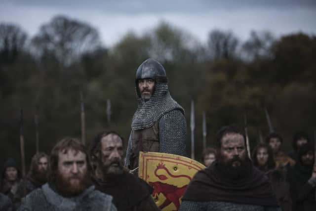 Climatic battle scene...in Outlaw King, which stars Chris Pine as the Bruce (centre), in reality took place at Loudoun Hill in Ayrshire but was filmed at Mugdock Country Park in Milngavie. (Pic: Courtesy of Netflix)