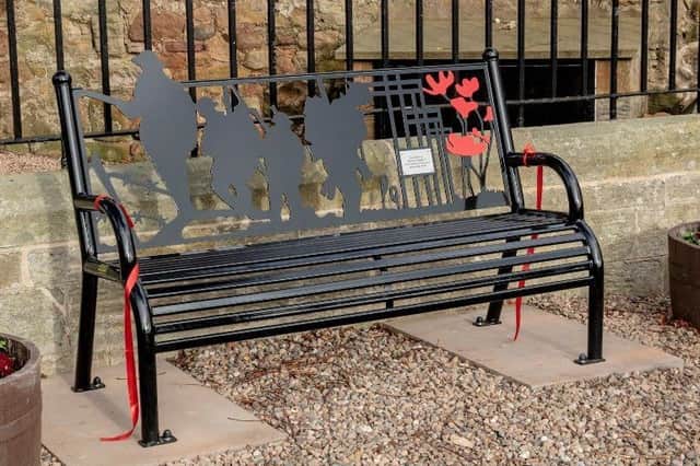 The new bench was unveiled at Crail's Armistice service.