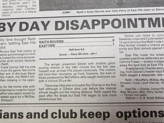 A 1-0 win for East Fife at Stark's Park in 1988 heaped more misery on the Kirkcaldy side.