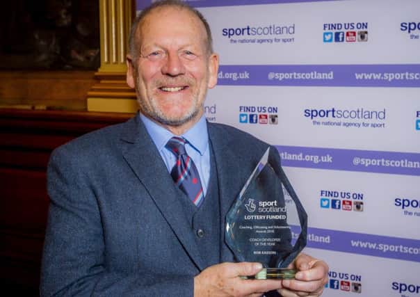 Sportscotland coaching awards 2018   , Bob Easson from Cupar picks up sportscotland Coach Developer of the Year. Pic by Alan Peebles