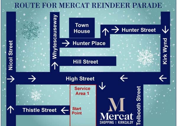 The route for this Sunday's Mercat Reindeer Parade in Kirkcaldy.