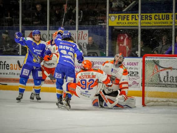 Paul Crowder finds the net for Fife on an otherwise disappointing night for the Kirkcaldy side. Pic: Jillian McFarlane