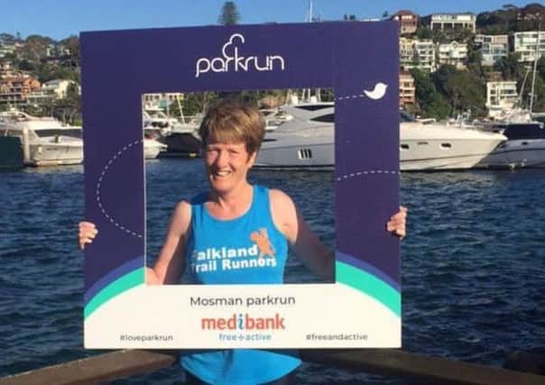 Falkland Trail Runners Ann Harley after her record breaking parkrun in Australia