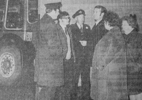 Fife Free Press 1970 - bus strike brought Kirkcaldy to a halt for 11 weeks. Striking drivers and conductresses block drivers from Edinburgh from taking buses out of the Kirkcaldy depot - the vehicles were "blacked" and not allowed to be moved.