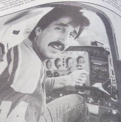 Fife Flyers' import forward Todd Bidner at Fife Airport, 1985