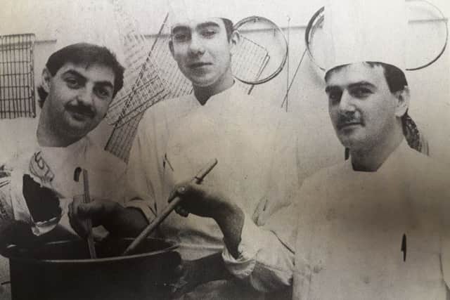 Readying for Christmas at the Victoria Hospital in 1987; baker David Bathgate, cook Kenny Birrel and head cook Andy Vettrino.