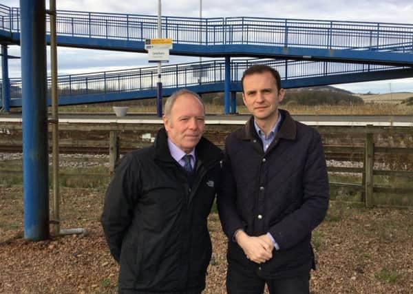 Cllr Bill Connor and Stephen Gethins MP at Leuchars Station.