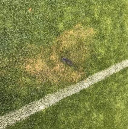 The damage caused to the pitch (Pic: Fife Free Press)