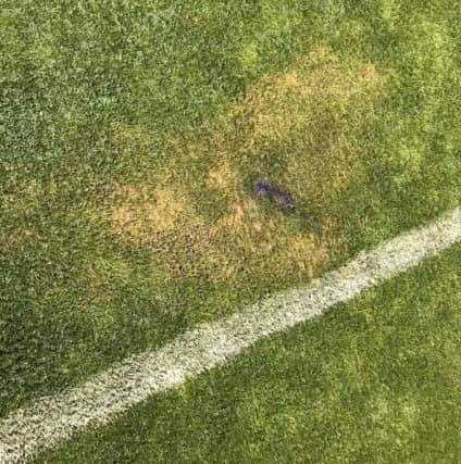 The damage to the artificial pitch (Pic: Fife Free Press)
