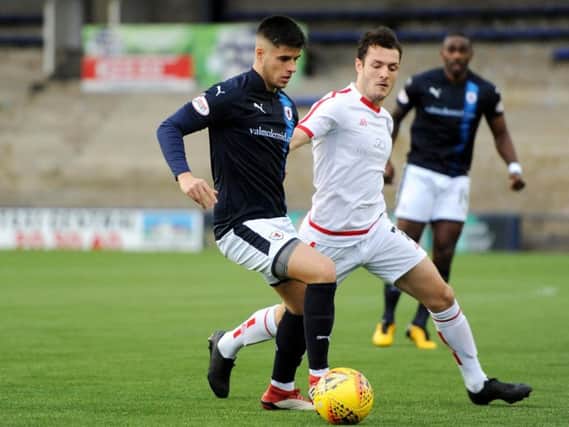 Lewis Milne in action for Raith Rovers against Brechin City on November 3. Pic: Fife Photo Agency