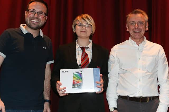 Balwearie High School drama student Cerys Paton (S4) stood out with her energetic voice recording to be awarded first prize, also taking home an Android tablet.