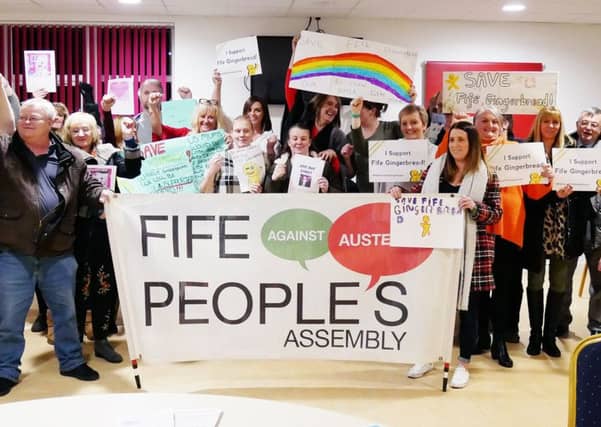 Supporters of Fife Gingerbread call for council funding.