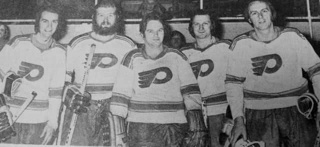 Fife Flyers 19874 - five players chosen for a Scotland Select East v West game - Lawrie Lovell,  Kenny Horne,  John Pullar, Angus Cargill; and Les Lovell