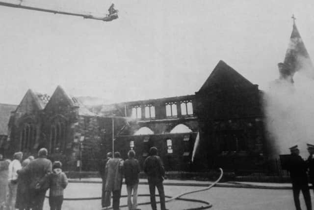 St John's Church, Kirkcaldy, destroyed by fire in 1975  (Pic: Fife Free Press)