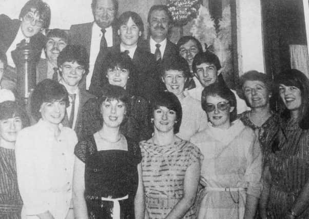 The bank staff at their annual dance in 1984