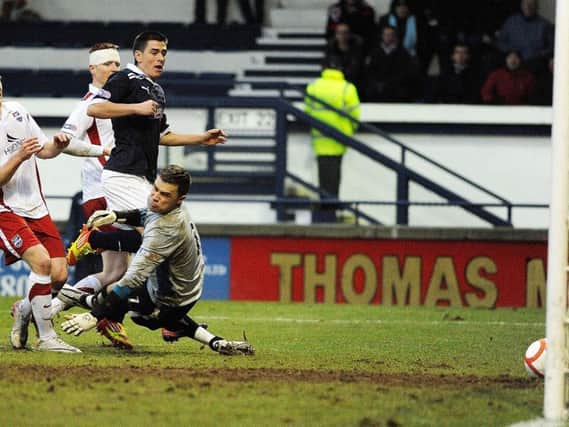 Jamie Walker equalises for Raith in the last minute against Ross County on February 11, 2012. Pic: Neil Doig