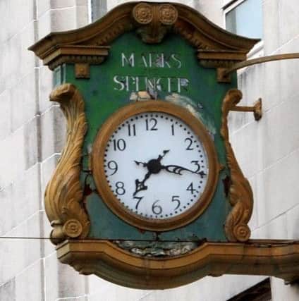 High Street - Kirkcaldy - FiFe 
Marks & Spencer clock -
credit- Fife Photo Agency