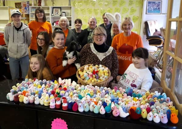 Maggie's Cancer Charity fundraisers ' the Groovy chicks' want the Fife public to help them knit 1200 'wee chicks' as part of a new charity drive = see FFP 21/2/2019 edition