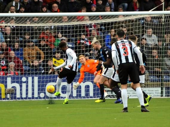 Robbie Thomson pulls off a wonder save against Dunfermline in the Scottish Cup last month. Pic: Fife Photo Agency