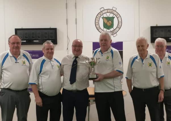 Dave Cunningham, club president Andy Brown, Syd Stevenson from William Purves, Dave Jardine, Gus McLean and John Roy.