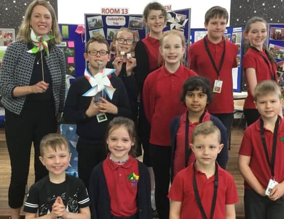 Jenny Gilruth MSP with STEAM ambassadors from Pitteuchar East Primary