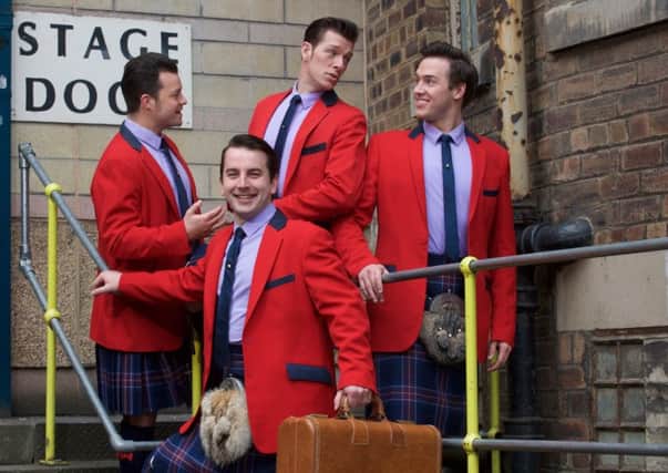 The cast of Jersey Boys arrived in true Scottish style at the Edinburgh Playhouse. Pic: Rob McDougall.