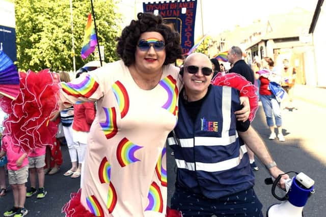 Nancy Clench and Neale Hanvey at last summer's Fife Pride. Pic credit: Fife Photo Agency.