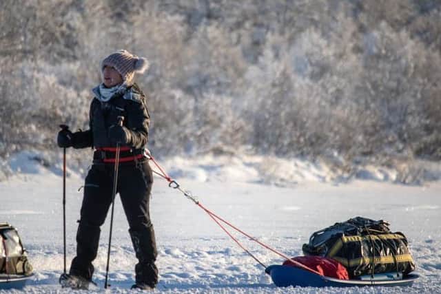 Lynn Muir trekking in the Arctic. Pic: Breaking Strain Events.