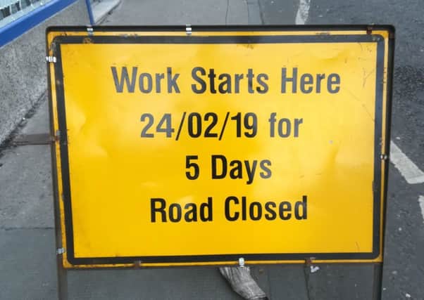 Whytescauseway, Kirkcaldy - road closed for resurfacing work