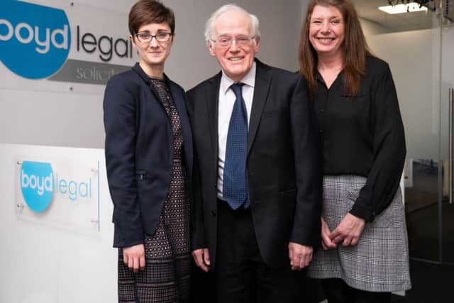 At the launch of Boyd Legal's new premises in Kirkcaldy are Kelly Matthews, Peter Aitken and Angela Shaw (Pic: Lifetime Photography)