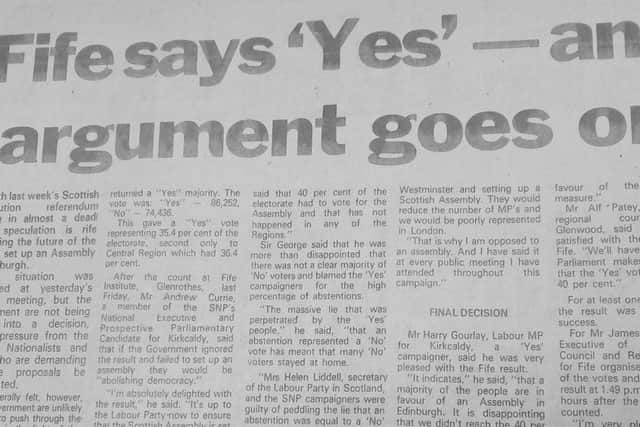 Fife Free Press - report of 1979 Scottish devolution result