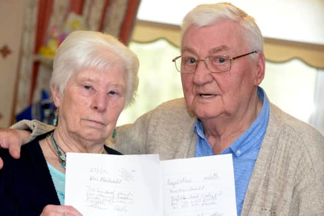 Christine and Ian MacDonald who were due to have their Diamond Wedding celebration at The Royal Hotel in Dysart this Saturday. Pic: George McLuskie.