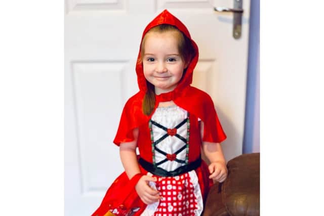 Robyn, aged 3, as Little Red Riding 'Robyn' Hood