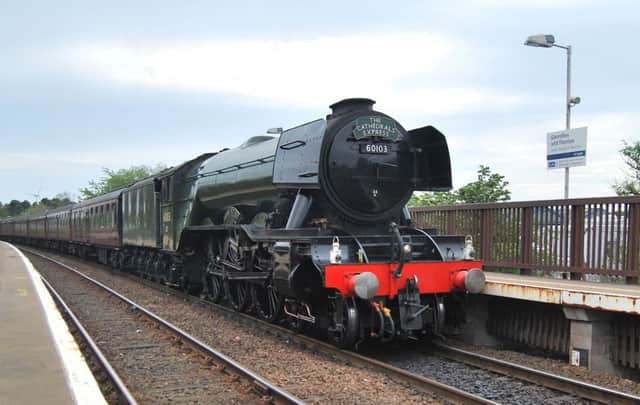 Flying Scotsman at Glenrothes with Thornton Station.