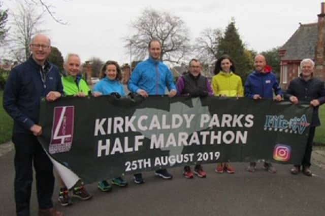 Kirkcaldy Half Marathon - 2019 race event unveils its bnanner in Beveridge Park