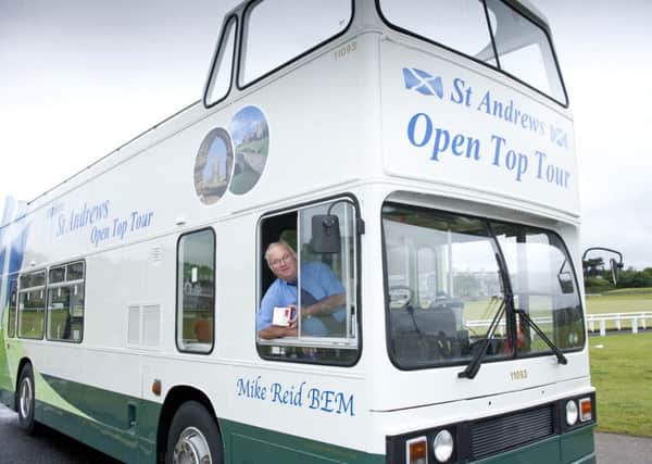 Open top tourist buses aren't new to Fife - here's s Mike Reid and the St Andrews Open Top Tour Bus in 2013