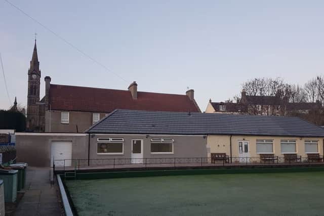 General view of Leslie Bowling Club's green and its new changing facilities