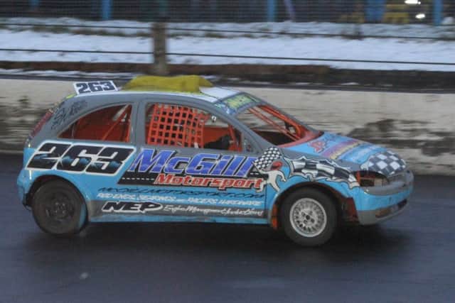 East Wemyss driver Dean McGill in action at the Cowdenbeath Racewall.