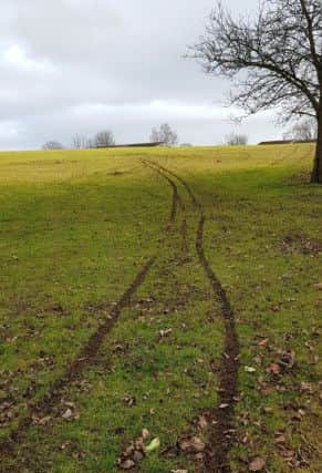 Churned up grass caused by illegal quad bikes in the Broom Road area of the town