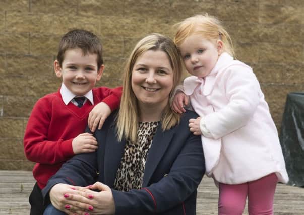 Linzi Page with her children Calan, aged 5, and Charlotte, aged 2.