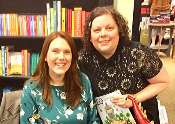 Gill White (left) and illustrator Gilli B. at the launch of  Leo and the Lightning Dragons.