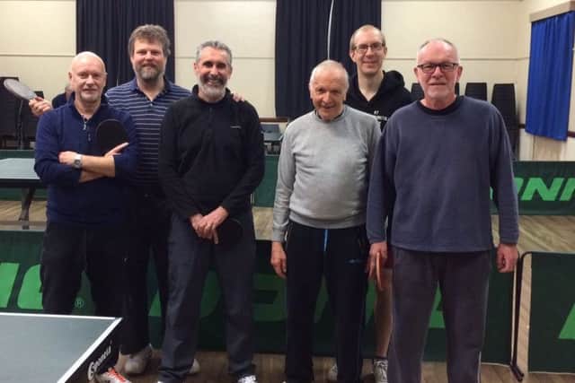 Swots with Dave Beveridge, Collin Bleak and Nick Shepherd, and from the right, Truants with Graham Wood, Alain Léger and Knut Radmer.