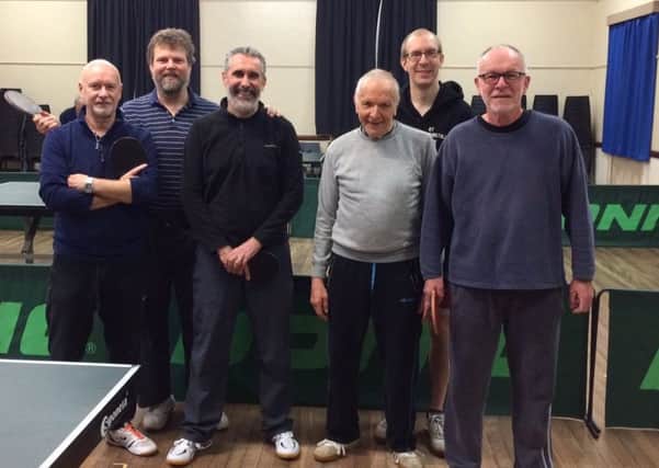 Swots with Dave Beveridge, Collin Bleak and Nick Shepherd, and from the right, Truants with Graham Wood, Alain Léger and Knut Radmer.