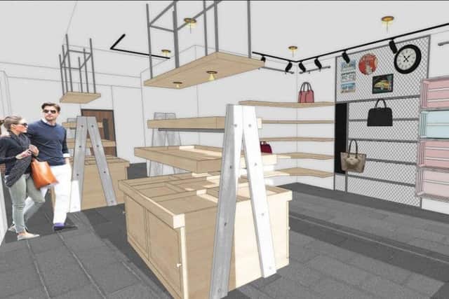An artist's impression of what the hub could look like inside - in the area where the independent businesses will be able to showcase their products.