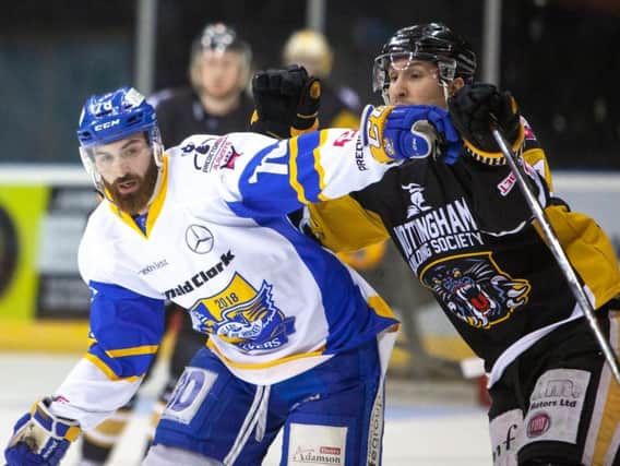 Danick Gauthier in action for Fife Flyers in the play-off quarter-final second leg against Nottingham Panthers. Pic: Josh Dixon