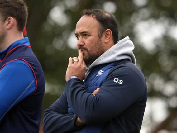 Disappointment for Kirkcaldy head coach Quintan Sanft as his club are relegated back to National 2. Pic: Michael Booth