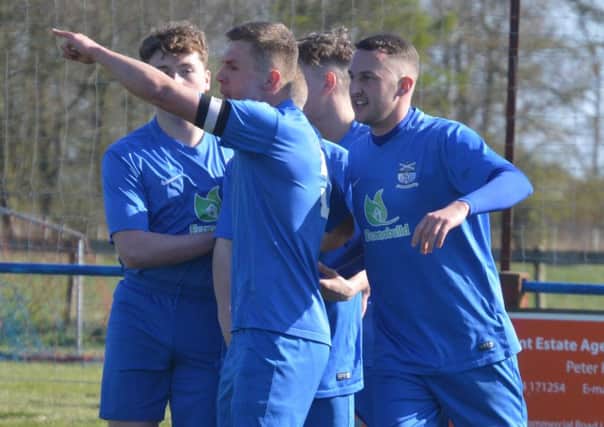 Kennoway Star Hearts players celebrate after goal