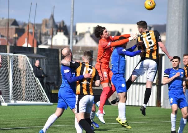 Allan Fleming punches clear a Fife attack at the weekend. Picture by Kenny Mackay.
