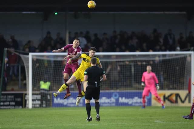 Action from the previous meeting at Gayfield in December, which Raith won 2-0. Pic: Graham Black